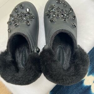 Simone Rocha x Croc Crystal faux fur clogs
